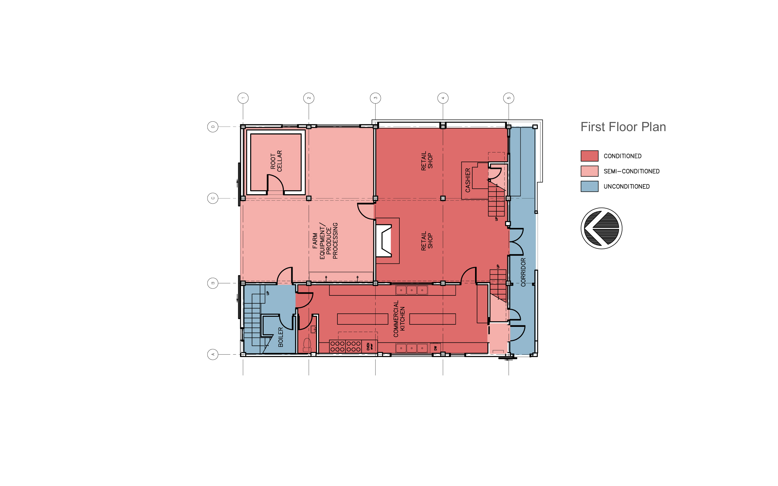 Modern barn renovation, first floor plan.