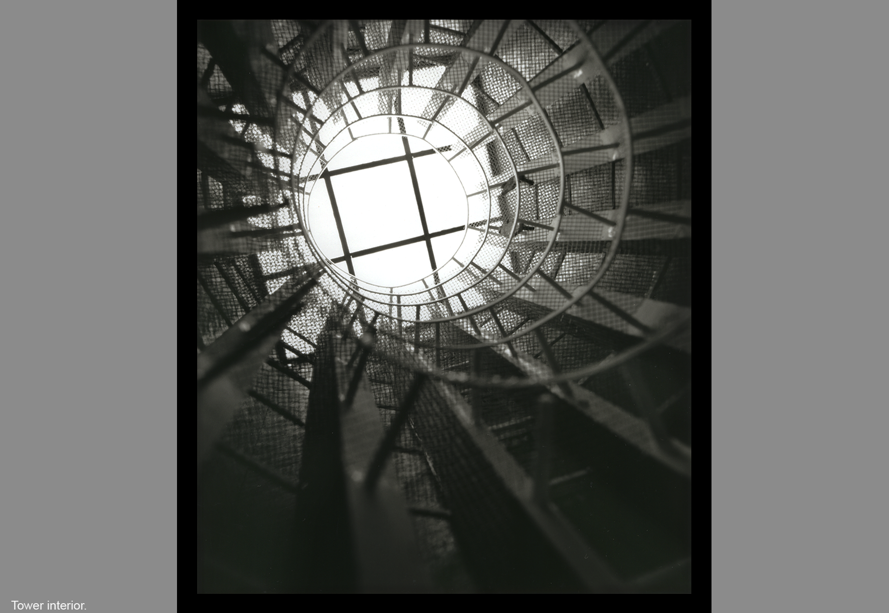 Interior view of Getty center library towers.