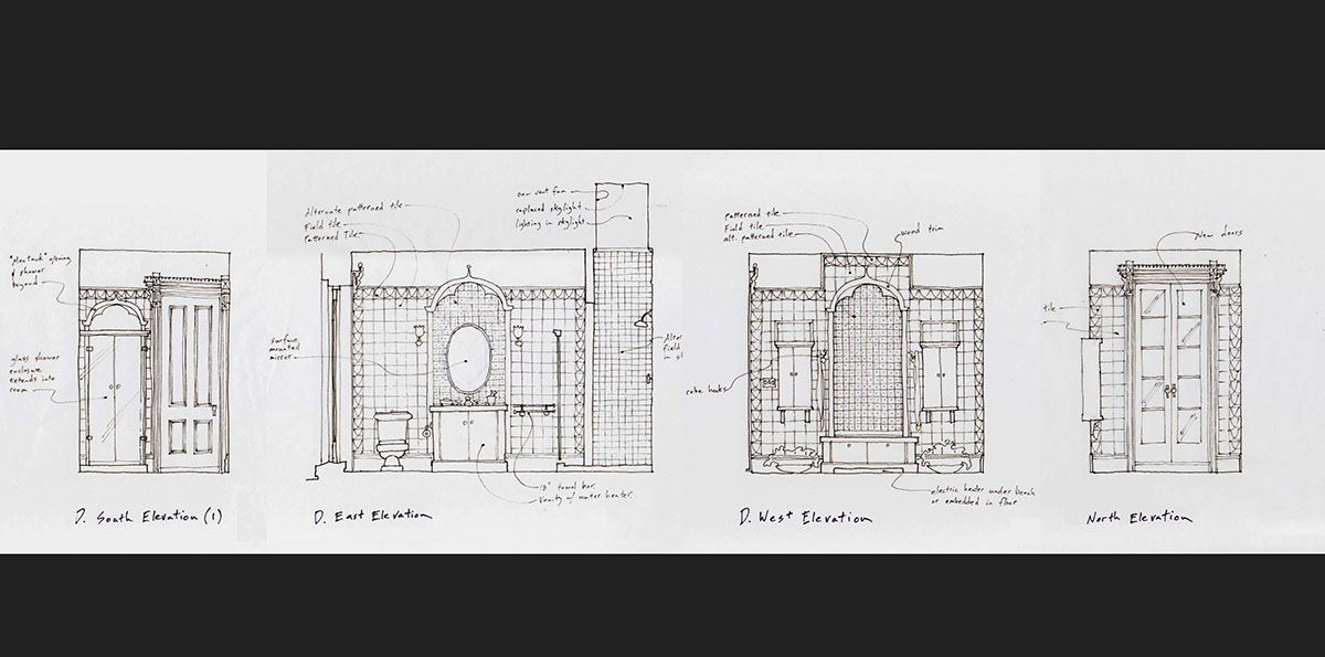 historic bathroom elevation drawings.